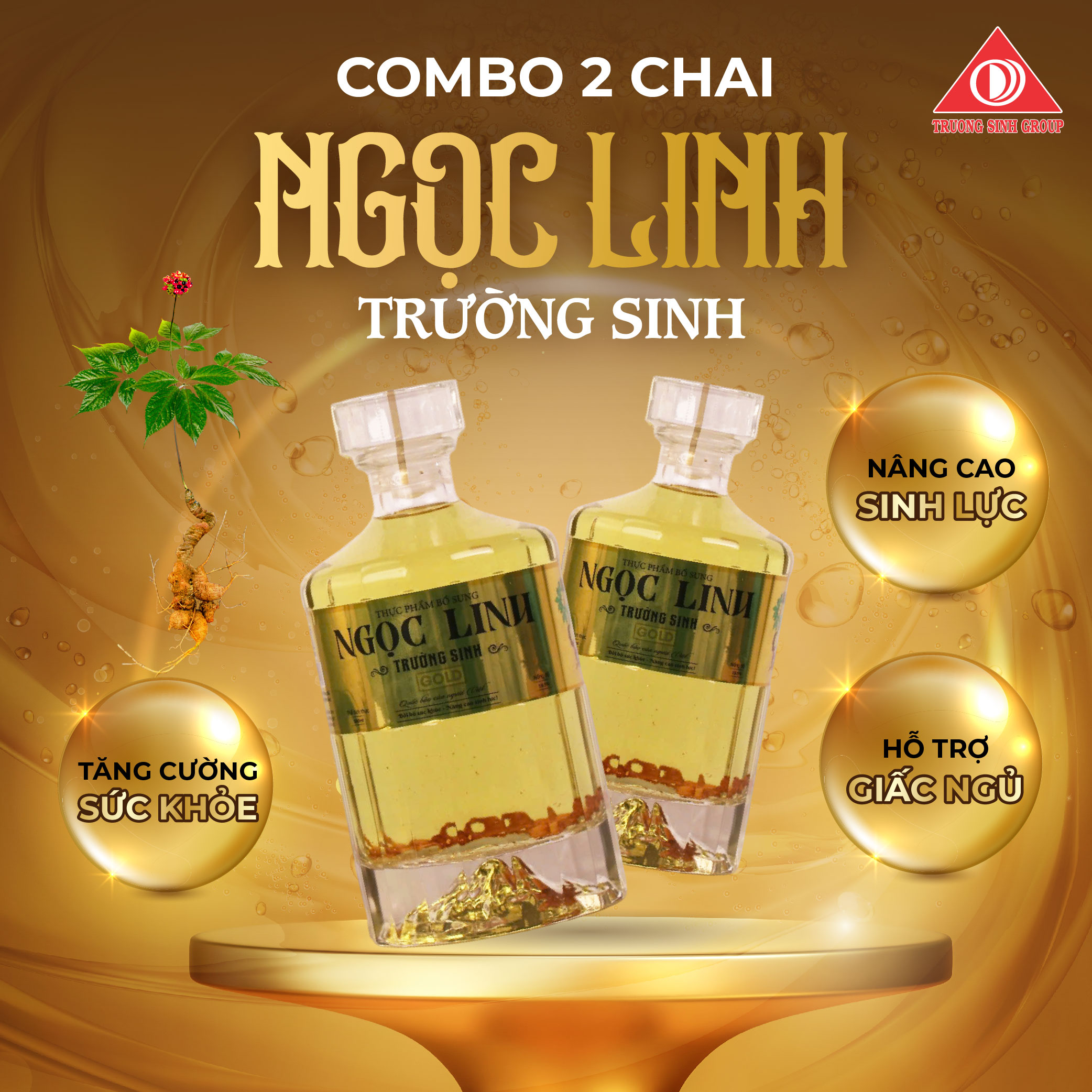 Rượu bổ sung sức khỏe Sâm Ngọc Linh GOLD (kèm túi)